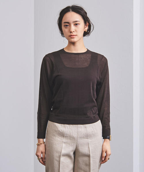 UNITED ARROWS（ユナイテッドアローズ）の「UBCB C/NY シアーセット ニット◆（ニット/セーター・レディース・ライトグレー/ダークブラウン・フリー）」の4枚目の写真