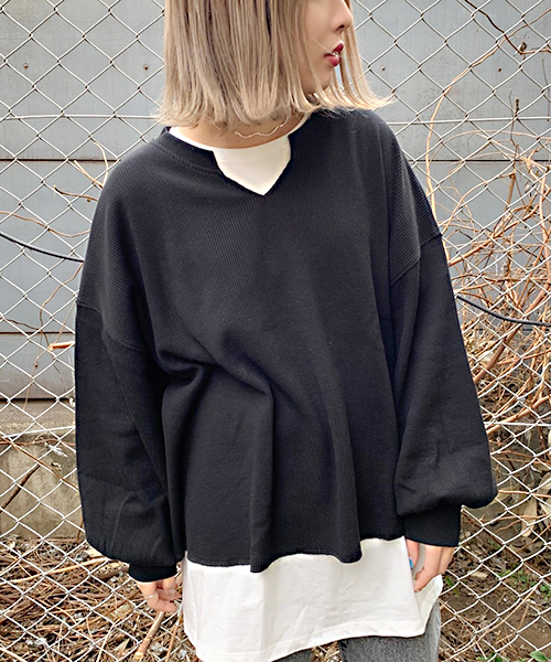 apres jour（アプレジュール）の「ワッフル無地トップス【ZOZOTOWN限定アイテム】（Tシャツ/カットソー・レディース・ブラック/ピンクベージュ/ライトベージュ・フリー）」の4枚目の写真