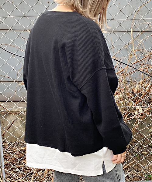 apres jour（アプレジュール）の「ワッフル無地トップス【ZOZOTOWN限定アイテム】（Tシャツ/カットソー・レディース・ブラック/ピンクベージュ/ライトベージュ・フリー）」の7枚目の写真