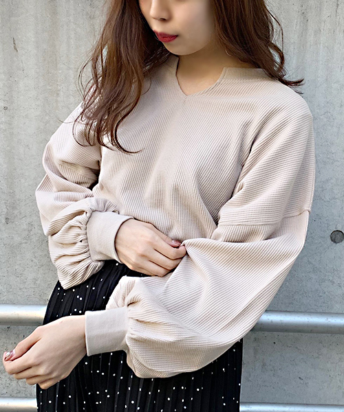 apres jour（アプレジュール）の「ワッフル無地トップス【ZOZOTOWN限定アイテム】（Tシャツ/カットソー・レディース・ブラック/ピンクベージュ/ライトベージュ・フリー）」の10枚目の写真