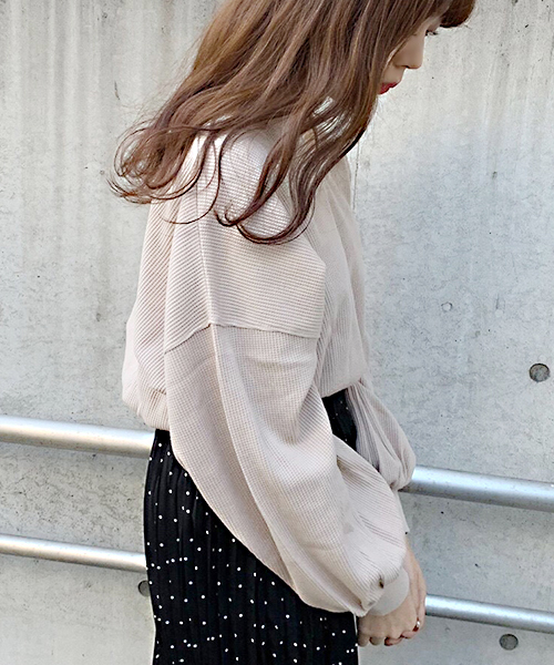 apres jour（アプレジュール）の「ワッフル無地トップス【ZOZOTOWN限定アイテム】（Tシャツ/カットソー・レディース・ブラック/ピンクベージュ/ライトベージュ・フリー）」の13枚目の写真