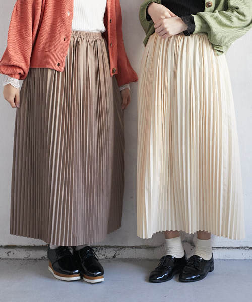 PairPair（ペアペア）の「デシンプリーツスカート（スカート・レディース・ブラック/アイボリー/モカ・FREE）」の2枚目の写真