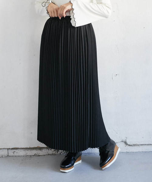 PairPair（ペアペア）の「デシンプリーツスカート（スカート・レディース・ブラック/アイボリー/モカ・FREE）」の3枚目の写真