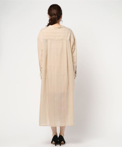 LOWRYS FARM（ローリーズファーム）の「シアーストライプシャツワンピース　831340（ワンピース・レディース・ベージュ/パープル/オフホワイト/ブルー・FREE）」の6枚目の写真