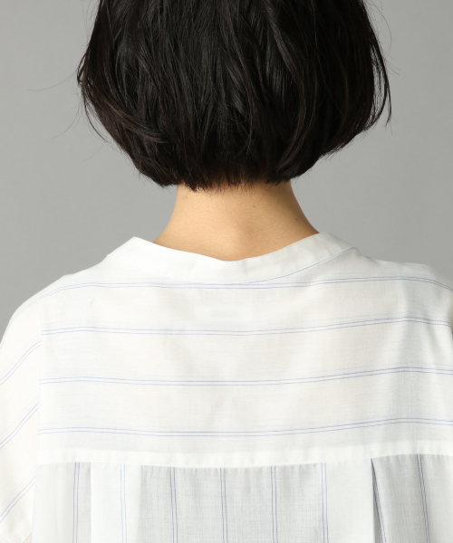 LOWRYS FARM（ローリーズファーム）の「シアーストライプシャツワンピース　831340（ワンピース・レディース・ベージュ/パープル/オフホワイト/ブルー・FREE）」の10枚目の写真