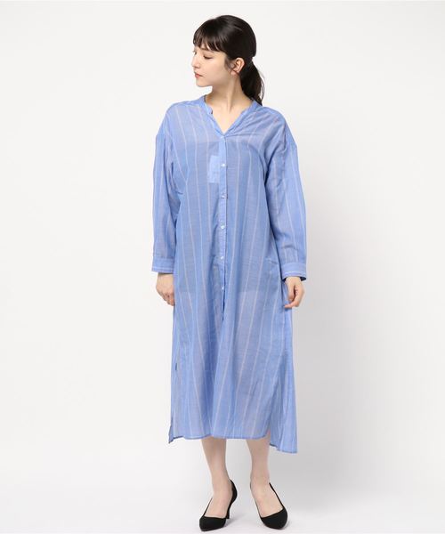 LOWRYS FARM（ローリーズファーム）の「シアーストライプシャツワンピース　831340（ワンピース・レディース・ベージュ/パープル/オフホワイト/ブルー・FREE）」の19枚目の写真