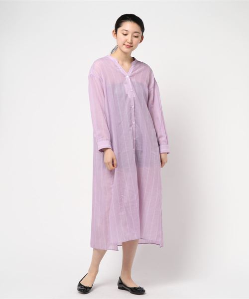 LOWRYS FARM（ローリーズファーム）の「シアーストライプシャツワンピース　831340（ワンピース・レディース・ベージュ/パープル/オフホワイト/ブルー・FREE）」の20枚目の写真