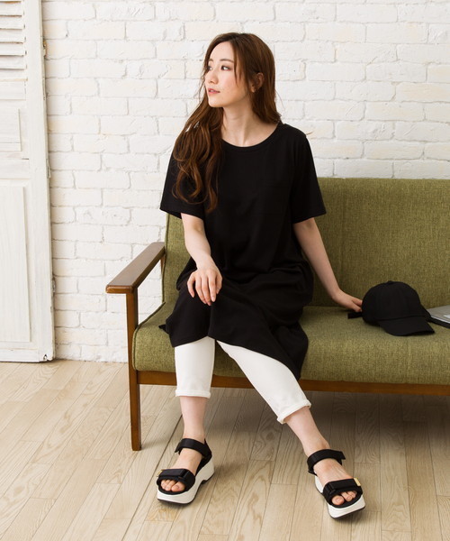 EVLOVE(イヴロヴ)の「ポケット付マキシゆったりTシャツワンピース(ワンピース・レディース・チャコールグレー/ブラック/レッド/カーキ/モカ/杢グレー・15号/13号/17号)」の11枚目の写真