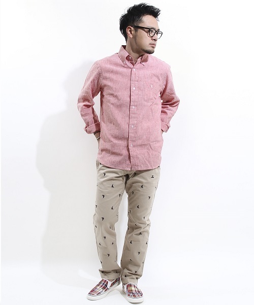 coen（コーエン）の「フレンチリネンシャンブレーBDシャツ（シャツ/ブラウス・メンズ・ホワイト/レッド/ネイビー/ライトブルー・X-SMALL/LARGE/X-LARGE/MEDIUM/SMALL）」の13枚目の写真