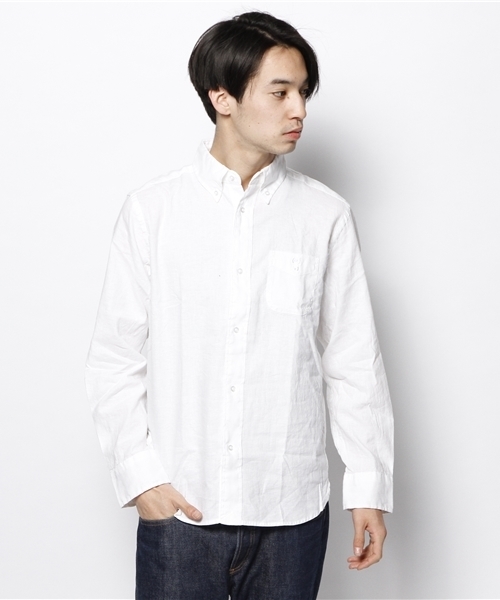 coen（コーエン）の「フレンチリネンシャンブレーBDシャツ（シャツ/ブラウス・メンズ・ホワイト/レッド/ネイビー/ライトブルー・X-SMALL/LARGE/X-LARGE/MEDIUM/SMALL）」の2枚目の写真