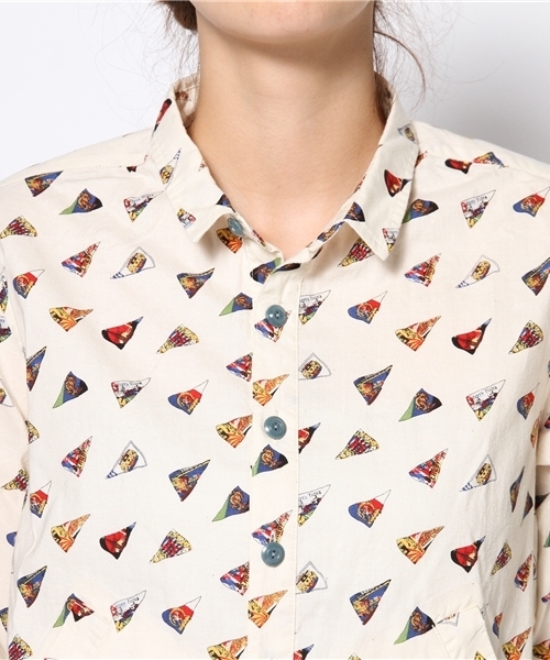 BEAMS BOY（ビームスボーイ）の「BEAMS BOY / ペナントプリント 裾ドローコード（シャツ/ブラウス・レディース・ホワイト/ブルー・ONE SIZE）」の6枚目の写真