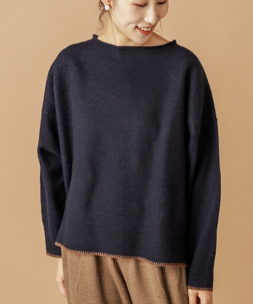 PUAL CE CIN(ピュアルセシン)の「【wool100%】ボートネックプルオーバー(ニット/セーター・レディース・ネイビー/グレー/レッド/アイボリー・FREE)」の3枚目の写真