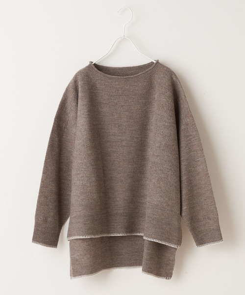PUAL CE CIN(ピュアルセシン)の「【wool100%】ボートネックプルオーバー(ニット/セーター・レディース・ネイビー/グレー/レッド/アイボリー・FREE)」の2枚目の写真