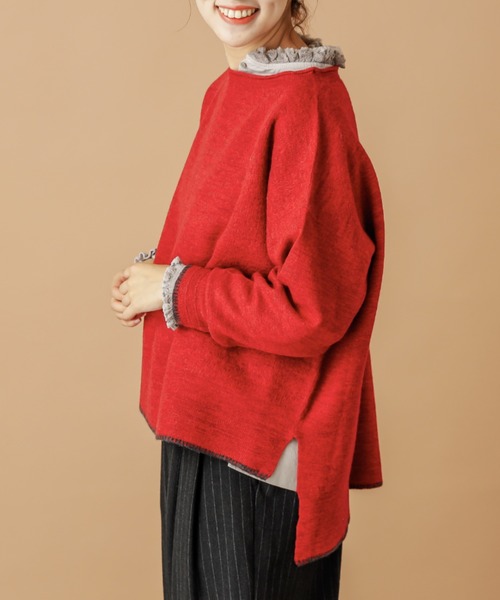 PUAL CE CIN(ピュアルセシン)の「【wool100%】ボートネックプルオーバー(ニット/セーター・レディース・ネイビー/グレー/レッド/アイボリー・FREE)」の4枚目の写真