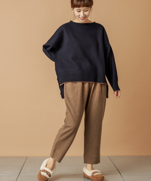 PUAL CE CIN(ピュアルセシン)の「【wool100%】ボートネックプルオーバー(ニット/セーター・レディース・ネイビー/グレー/レッド/アイボリー・FREE)」の6枚目の写真
