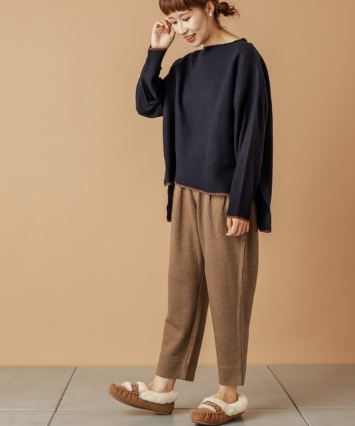 PUAL CE CIN(ピュアルセシン)の「【wool100%】ボートネックプルオーバー(ニット/セーター・レディース・ネイビー/グレー/レッド/アイボリー・FREE)」の7枚目の写真