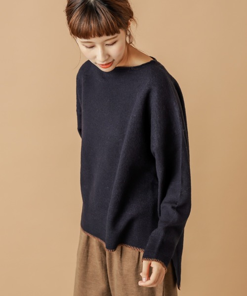 PUAL CE CIN(ピュアルセシン)の「【wool100%】ボートネックプルオーバー(ニット/セーター・レディース・ネイビー/グレー/レッド/アイボリー・FREE)」の9枚目の写真