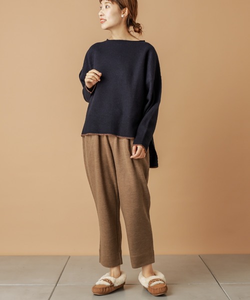 PUAL CE CIN(ピュアルセシン)の「【wool100%】ボートネックプルオーバー(ニット/セーター・レディース・ネイビー/グレー/レッド/アイボリー・FREE)」の13枚目の写真