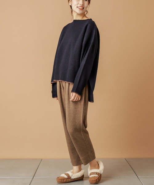 PUAL CE CIN(ピュアルセシン)の「【wool100%】ボートネックプルオーバー(ニット/セーター・レディース・ネイビー/グレー/レッド/アイボリー・FREE)」の12枚目の写真