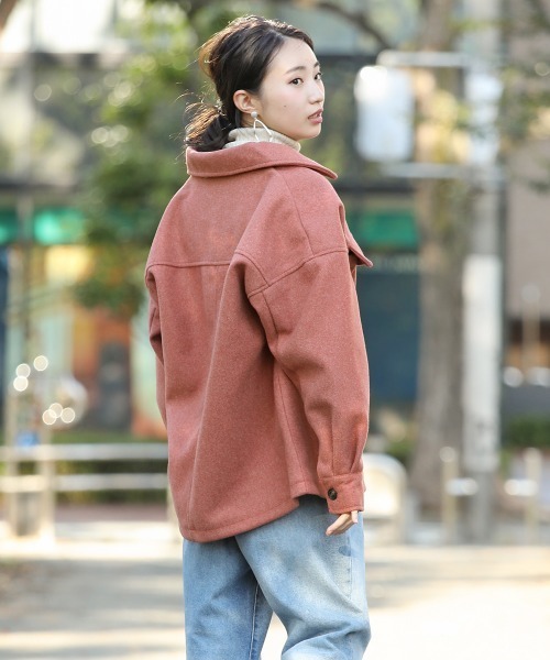 Bou Jeloud(ブージュルード)の「モクフェイクウールCPOシャツジャケット(ミリタリージャケット・レディース・ブラック/モカ/テラコッタ・38)」の13枚目の写真