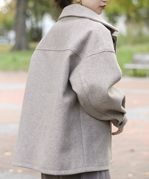 Bou Jeloud(ブージュルード)の「モクフェイクウールCPOシャツジャケット(ミリタリージャケット・レディース・ブラック/モカ/テラコッタ・38)」の19枚目の写真