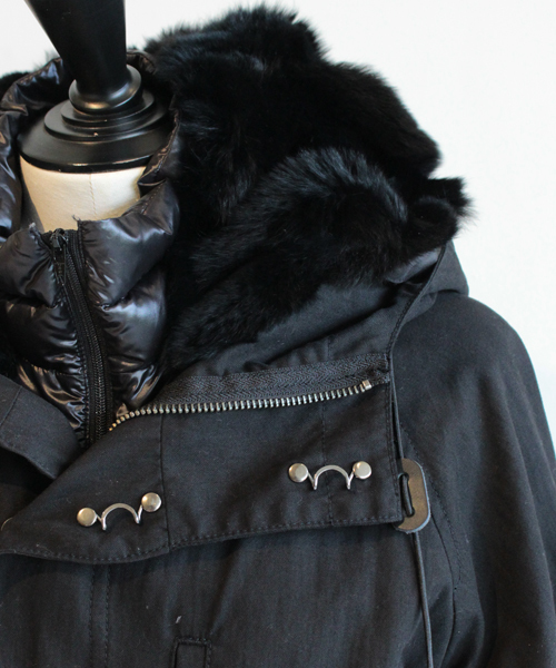 BEAUTY&YOUTH UNITED ARROWS（ビューティーアンドユースユナイテッドアローズ）の「BYBC ∵ラチネフード×ダウンライナー付ミリタリーコート ◆（モッズコート・レディース・ブラック/オリーブ・MEDIUM/SMALL）」の8枚目の写真