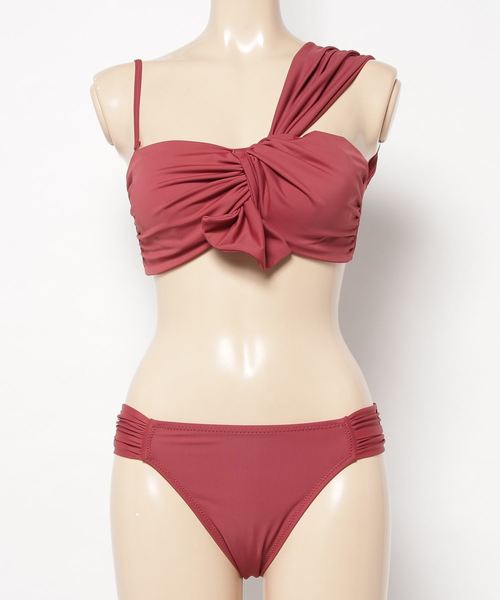 TOTASU ELEVEN（トータスイレブン）の「トータスイレブン  無地ワンショルダービキニ   02483（水着・レディース・ブラック/レッド/ブラウン・9号）」の7枚目の写真