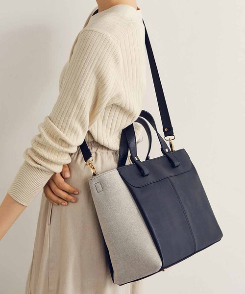 ｉｅｄｉｔ すっきり整理して美しい 本革遣いの大人の洗練トートバッグ ブラック トートバッグ Iedit イディット のファッション通販 Zozotown