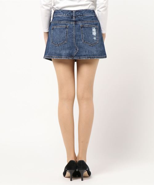 ENVYM（アンビー）の「ブロークンデニムＦＳＫ（デニムスカート・レディース・ネイビー/ブルー・SMALL/MEDIUM）」の4枚目の写真