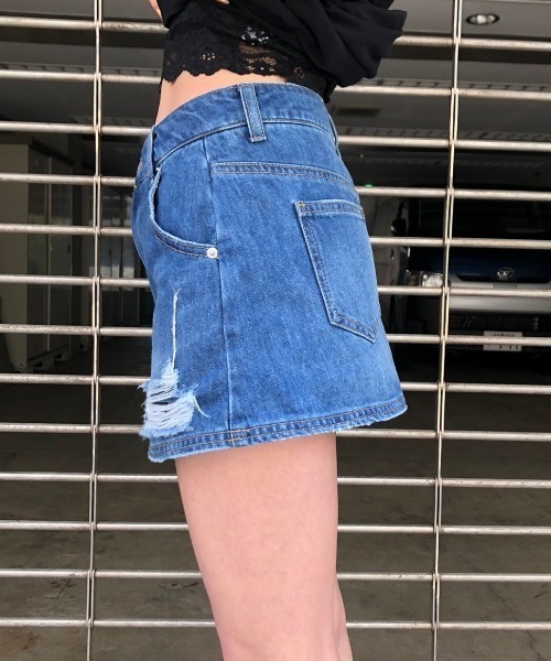 ENVYM（アンビー）の「ブロークンデニムＦＳＫ（デニムスカート・レディース・ネイビー/ブルー・SMALL/MEDIUM）」の6枚目の写真