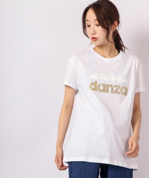 DIMENSIONE danza（ディメンシオーネ ダンツァ）の「フォイルロゴプリントTシャツ（Tシャツ/カットソー・レディース・パープル/スモークピンク/グリーン/ホワイト/ブラック・X-SMALL/MEDIUM/SMALL）」の2枚目の写真