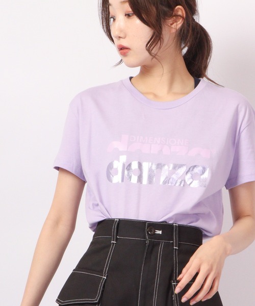 DIMENSIONE danza（ディメンシオーネ ダンツァ）の「フォイルロゴプリントTシャツ（Tシャツ/カットソー・レディース・パープル/スモークピンク/グリーン/ホワイト/ブラック・X-SMALL/MEDIUM/SMALL）」の15枚目の写真