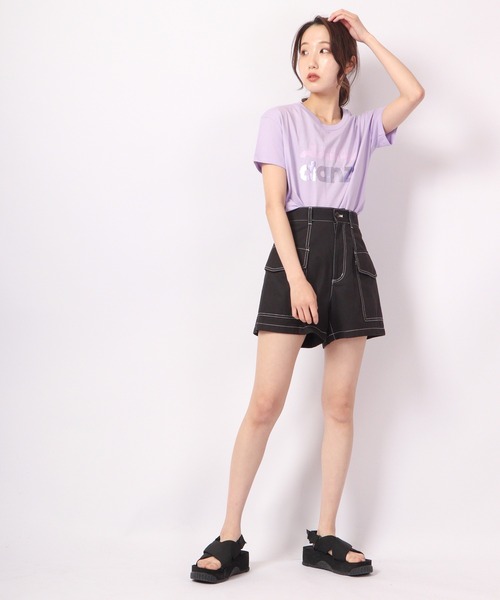 DIMENSIONE danza（ディメンシオーネ ダンツァ）の「フォイルロゴプリントTシャツ（Tシャツ/カットソー・レディース・パープル/スモークピンク/グリーン/ホワイト/ブラック・X-SMALL/MEDIUM/SMALL）」の12枚目の写真