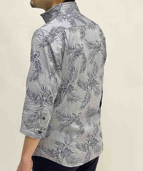 MK MICHEL KLEIN HOMME （エムケーミッシェルクランオム）の「7分袖シャツ／CRボタニカルJQ（シャツ/ブラウス・メンズ・ホワイト/ネイビー/ブルー・MEDIUM/LARGE/X-LARGE）」の5枚目の写真