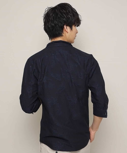 MK MICHEL KLEIN HOMME （エムケーミッシェルクランオム）の「7分袖シャツ／CRボタニカルJQ（シャツ/ブラウス・メンズ・ホワイト/ネイビー/ブルー・MEDIUM/LARGE/X-LARGE）」の9枚目の写真