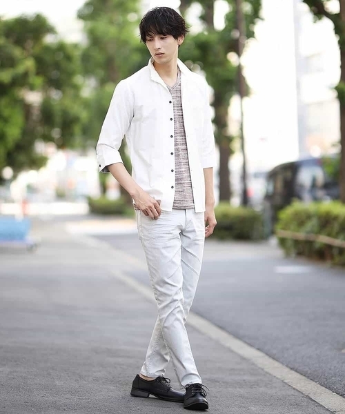 MK MICHEL KLEIN HOMME （エムケーミッシェルクランオム）の「7分袖シャツ／CRボタニカルJQ（シャツ/ブラウス・メンズ・ホワイト/ネイビー/ブルー・MEDIUM/LARGE/X-LARGE）」の17枚目の写真