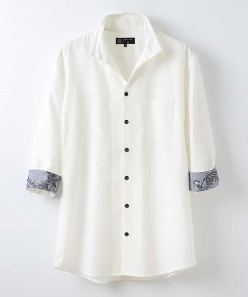 MK MICHEL KLEIN HOMME （エムケーミッシェルクランオム）の「7分袖シャツ／CRボタニカルJQ（シャツ/ブラウス・メンズ・ホワイト/ネイビー/ブルー・MEDIUM/LARGE/X-LARGE）」の21枚目の写真