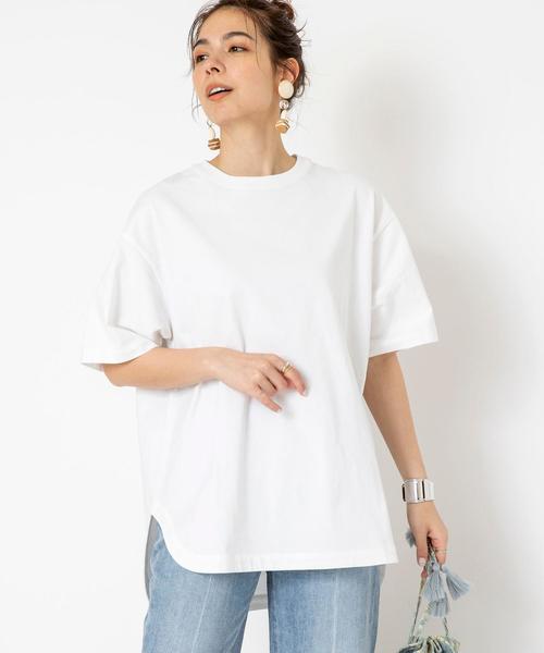 coen(コーエン)の「【WEB限定】天竺ラウンドTシャツ#(Tシャツ/カットソー・レディース・オフホワイト/オリーブ/ライラック/コバルトブルー/ダークグレー・FREE)」の6枚目の写真