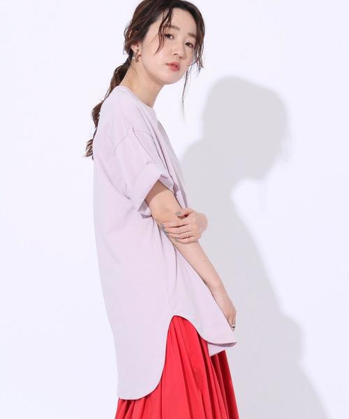 coen(コーエン)の「【WEB限定】天竺ラウンドTシャツ#(Tシャツ/カットソー・レディース・オフホワイト/オリーブ/ライラック/コバルトブルー/ダークグレー・FREE)」の18枚目の写真