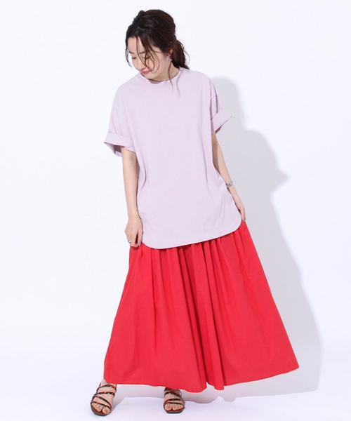coen(コーエン)の「【WEB限定】天竺ラウンドTシャツ#(Tシャツ/カットソー・レディース・オフホワイト/オリーブ/ライラック/コバルトブルー/ダークグレー・FREE)」の19枚目の写真
