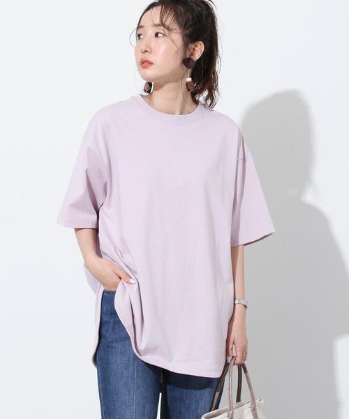 coen(コーエン)の「【WEB限定】天竺ラウンドTシャツ#(Tシャツ/カットソー・レディース・オフホワイト/オリーブ/ライラック/コバルトブルー/ダークグレー・FREE)」の22枚目の写真