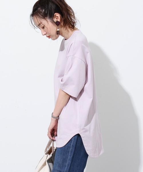 coen(コーエン)の「【WEB限定】天竺ラウンドTシャツ#(Tシャツ/カットソー・レディース・オフホワイト/オリーブ/ライラック/コバルトブルー/ダークグレー・FREE)」の11枚目の写真