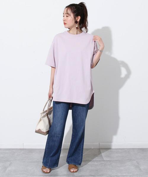 coen(コーエン)の「【WEB限定】天竺ラウンドTシャツ#(Tシャツ/カットソー・レディース・オフホワイト/オリーブ/ライラック/コバルトブルー/ダークグレー・FREE)」の14枚目の写真