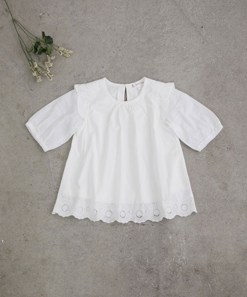 ROPE' PICNIC(ロペピクニック)の「【ROPE' PICNIC KIDS】スカラップレースブラウス(シャツ/ブラウス・キッズ・ブルー/キナリ・110/120/130/140)」の2枚目の写真