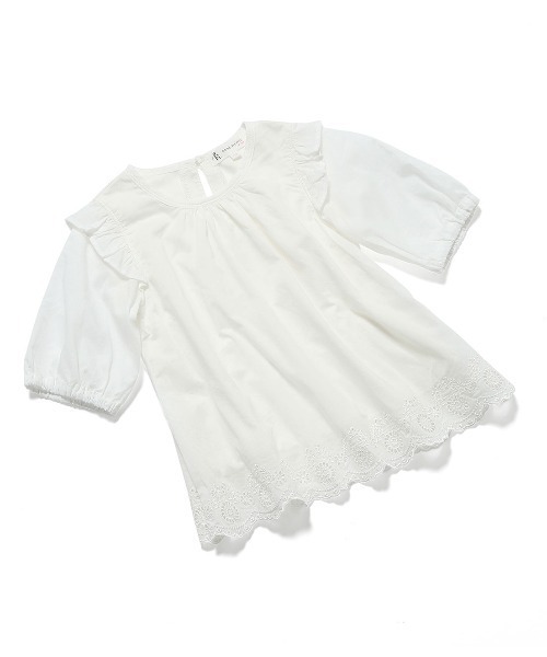 ROPE' PICNIC(ロペピクニック)の「【ROPE' PICNIC KIDS】スカラップレースブラウス(シャツ/ブラウス・キッズ・ブルー/キナリ・110/120/130/140)」の11枚目の写真