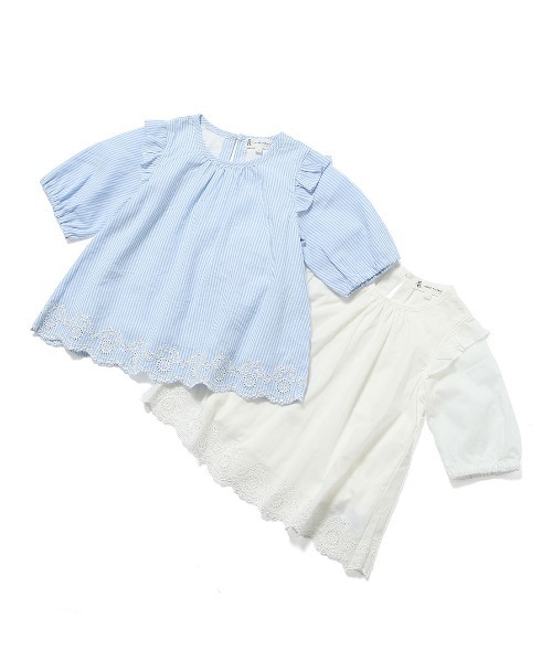 ROPE' PICNIC(ロペピクニック)の「【ROPE' PICNIC KIDS】スカラップレースブラウス(シャツ/ブラウス・キッズ・ブルー/キナリ・110/120/130/140)」の12枚目の写真