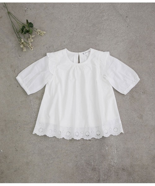 ROPE' PICNIC(ロペピクニック)の「【ROPE' PICNIC KIDS】スカラップレースブラウス(シャツ/ブラウス・キッズ・ブルー/キナリ・110/120/130/140)」の13枚目の写真