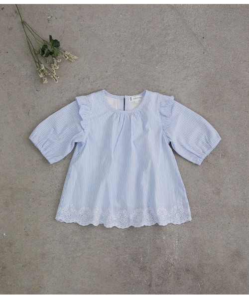 ROPE' PICNIC(ロペピクニック)の「【ROPE' PICNIC KIDS】スカラップレースブラウス(シャツ/ブラウス・キッズ・ブルー/キナリ・110/120/130/140)」の14枚目の写真