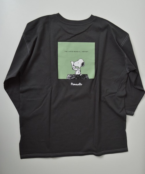 PEANUTS（ピーナッツ）の「【POWER TO THE PEOPLE×PEANUTS】スヌーピー ステッチ配色バックプリントロンT（Tシャツ/カットソー・レディース・ミント/チャコールグレー/オレンジ/ホワイト・LARGE/MEDIUM/X-LARGE）」の2枚目の写真