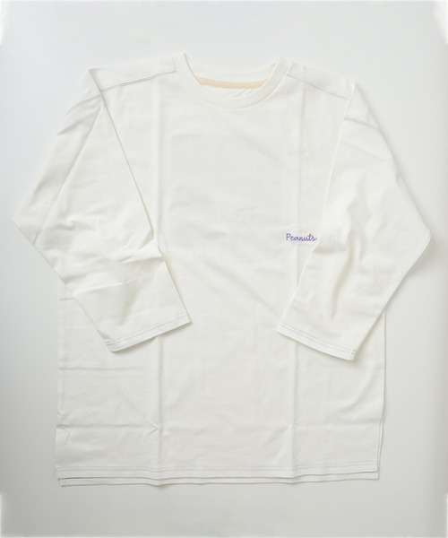 PEANUTS（ピーナッツ）の「【POWER TO THE PEOPLE×PEANUTS】スヌーピー ステッチ配色バックプリントロンT（Tシャツ/カットソー・レディース・ミント/チャコールグレー/オレンジ/ホワイト・LARGE/MEDIUM/X-LARGE）」の5枚目の写真